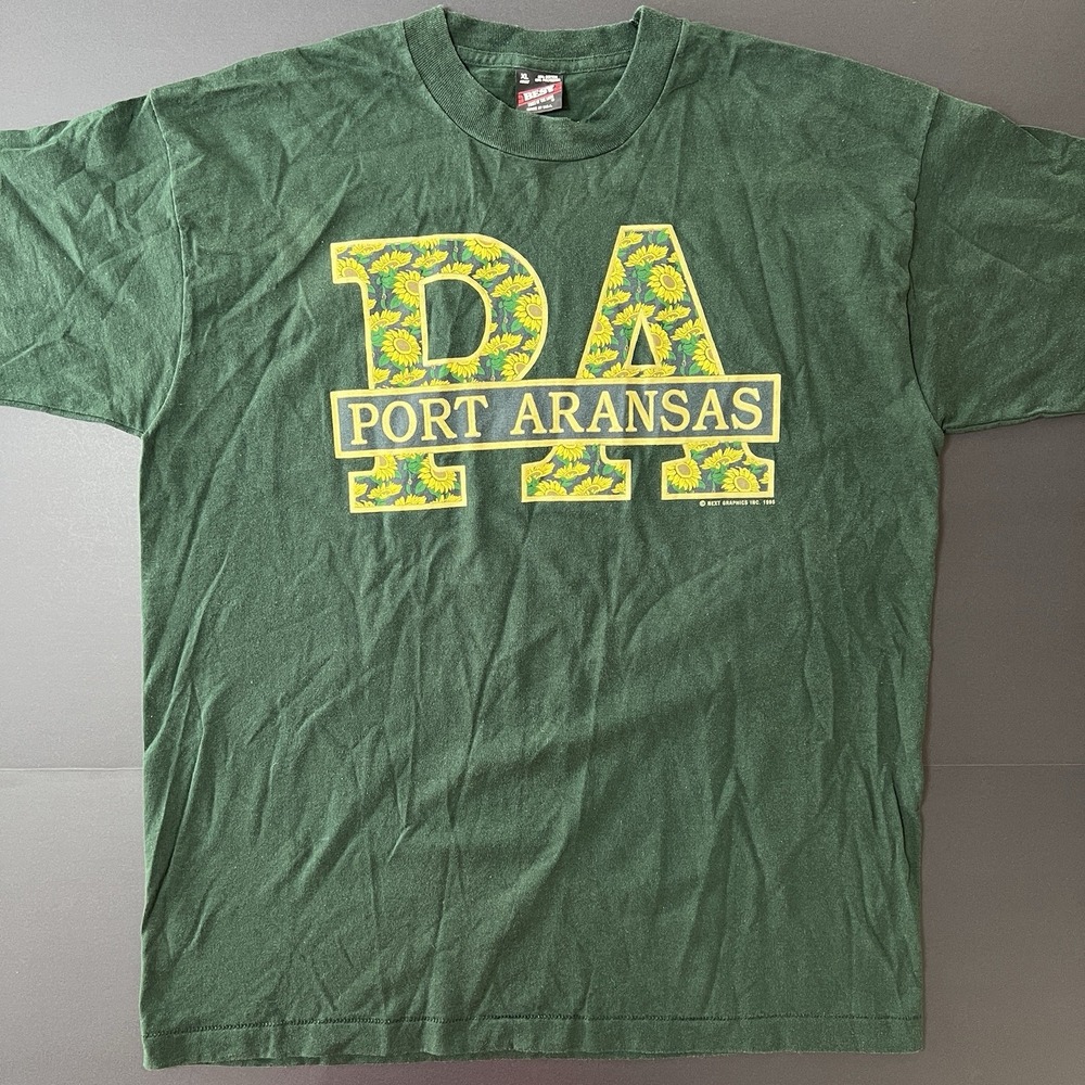 Vintage 1994 Port Aransas T-Shirt Size XL Single Stitch Graphic Tee Floral